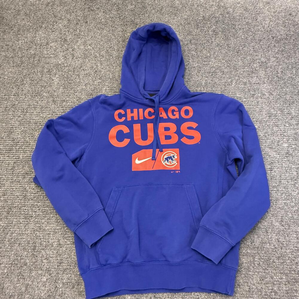 Chicago Cubs Hoodie Mens Small Blue MLB Nike Baseball Clue Fleece Pullover